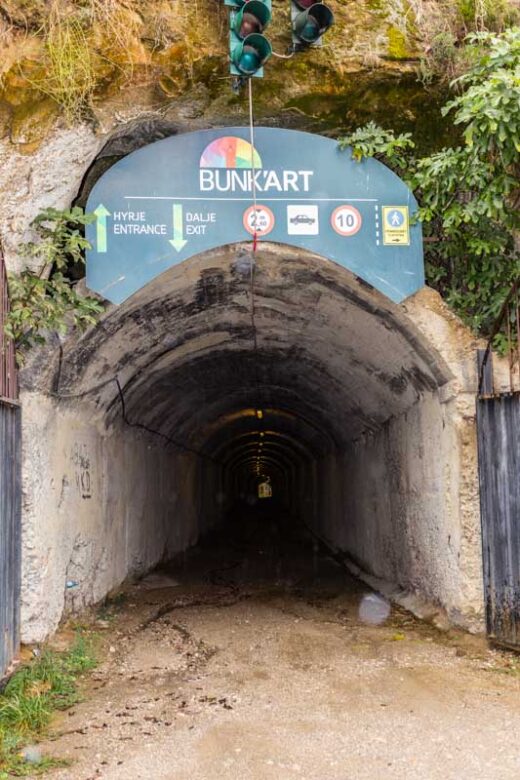 Tirana, Albania: tunnel entering Bunk'Art, museum in the largest Communist-era bunker in Albania