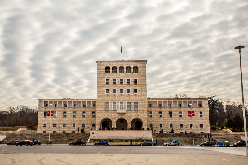 Tirana, Albania: university dean's office, former "Casa del Fascio", Italian fascist architecture