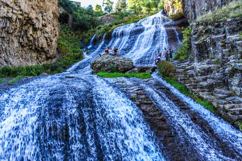 View of Jermuk waterfall from its base. Jermuk spa town, Armenia
