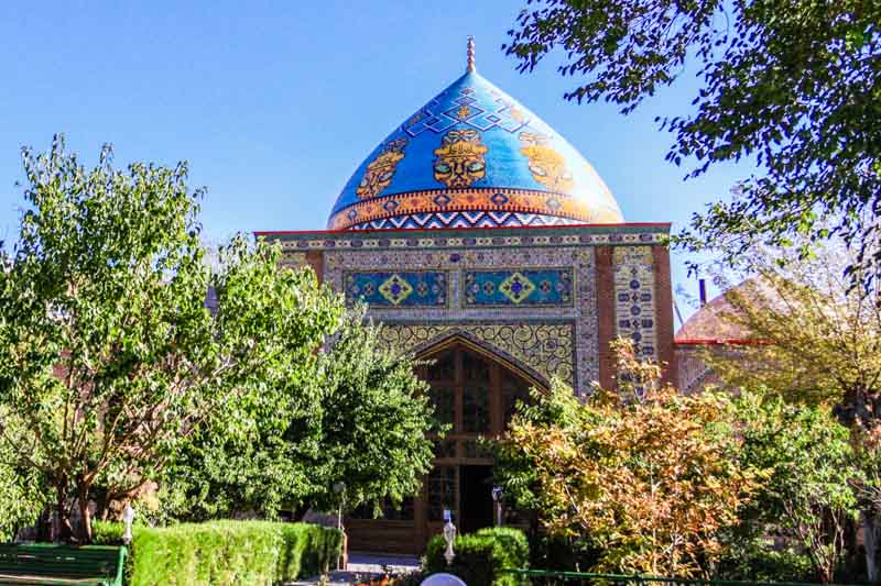 Blue Mosque in Yerevan, Armenia. Mosque with turquoise blue tiles dome
