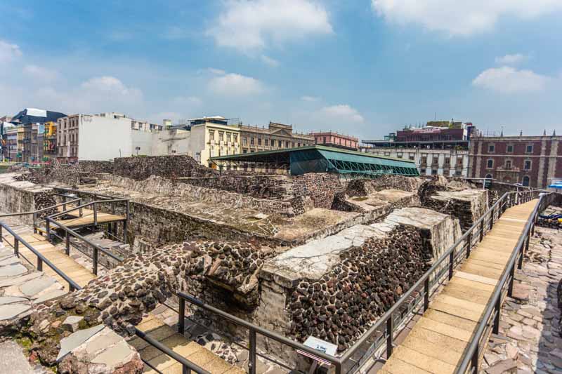 Ciudad de México, centro histórico: Ruinas del Templo Mayor de Tenochtitlan.