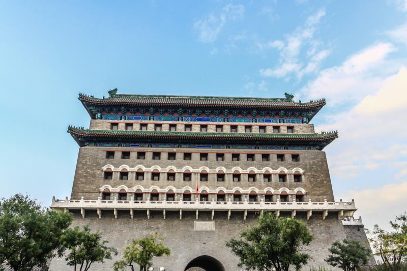 Beijing, China. Qianmen (Zhengyangmen) old Chinese tower from the Ming dynasty, main gate of Beijing. Archery tower