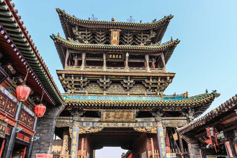 Gushi tower is the city tower or market tower of Pingyao, marking the entrance to the commercial district of Pingyao (Shanxi Province, China)