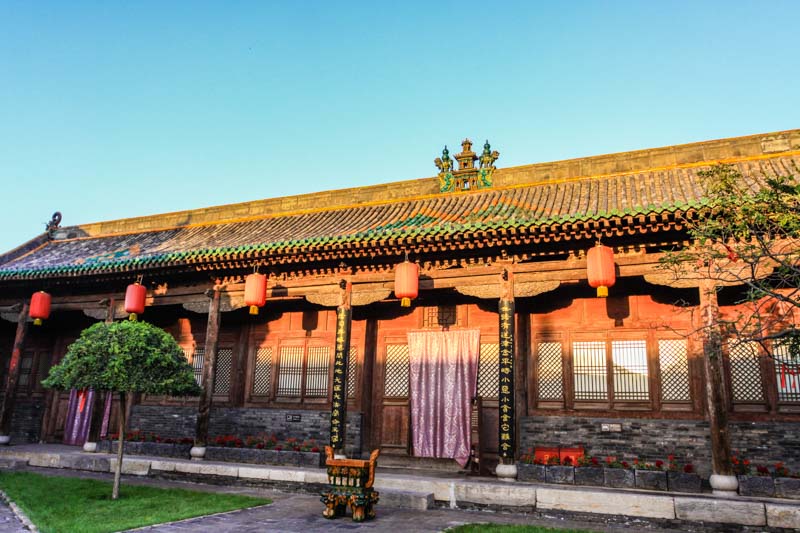 A building in the Temple of the City God in Pingyao (Shanxi Province, China) during golden hour