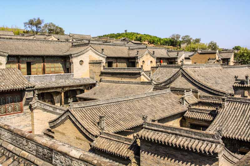 Panoramic view of Wang Family Courtyard, a masterpiece of Qing civil architecture in Shanxi Province, China