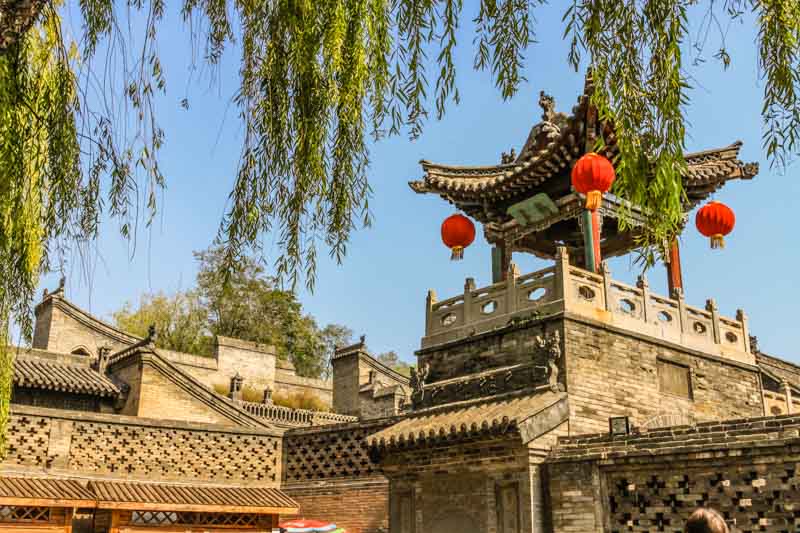 A tower in Wang Family Courtyard, a masterpiece of Qing civil architecture in Shanxi Province, China