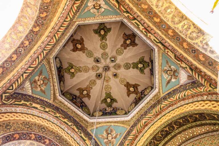 Geometrical decoration in entrance to Echmiadzin Cathedral, Armenia
