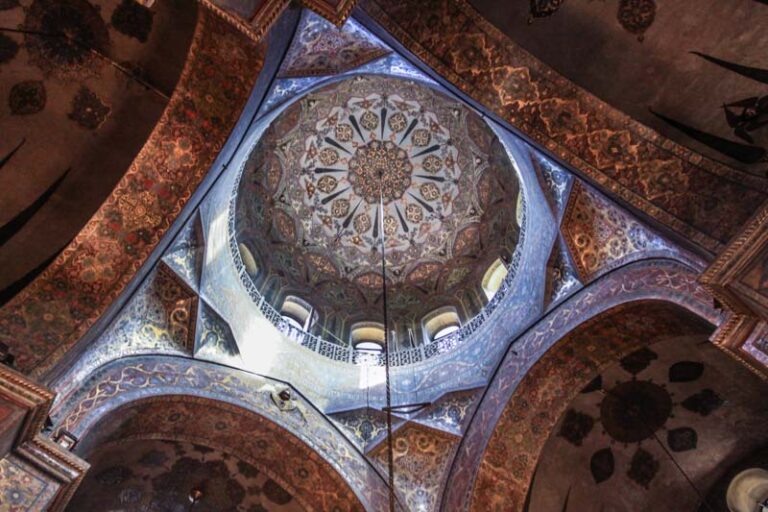 Interior of Echmiadzin Cathedral, dome with painted frescoes