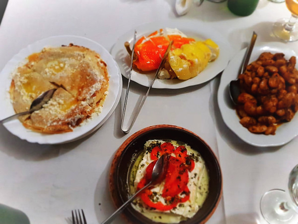 Albanian food meze tapas in Taverna Vasili, Korçë, Albania