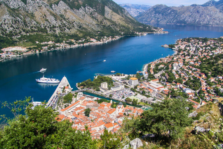 Panorama of Kotor Old Town and Kotor Bay for Kotor fortress, Montenegro