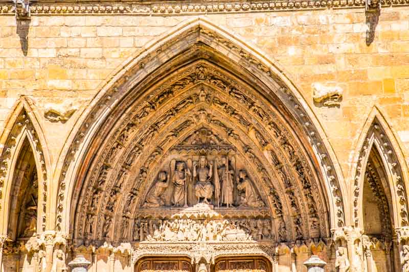 Main entrance to León Cathedral, one of Spain's best medieval cathedrals.