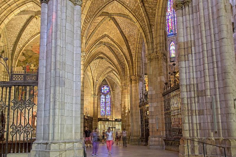 Inside León Cathedral in Spain, which has the best collection of medieval stained glass windows in Europe