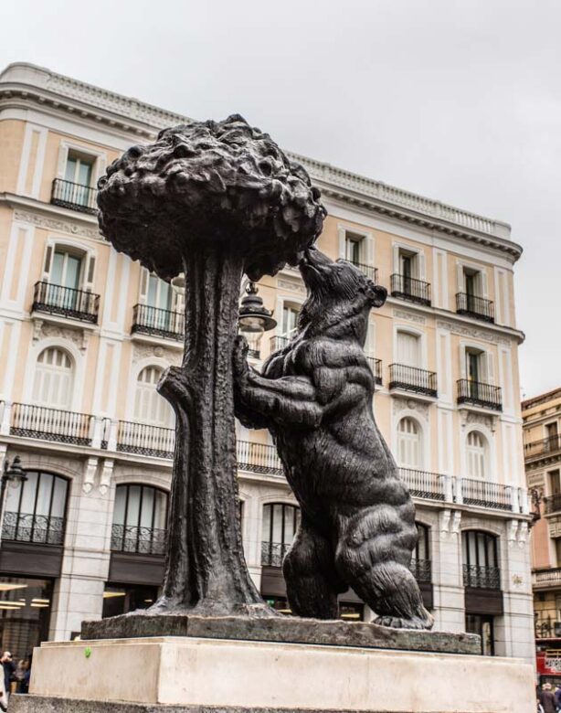 Statue of bear and strawberry tree, symbol of Madrid