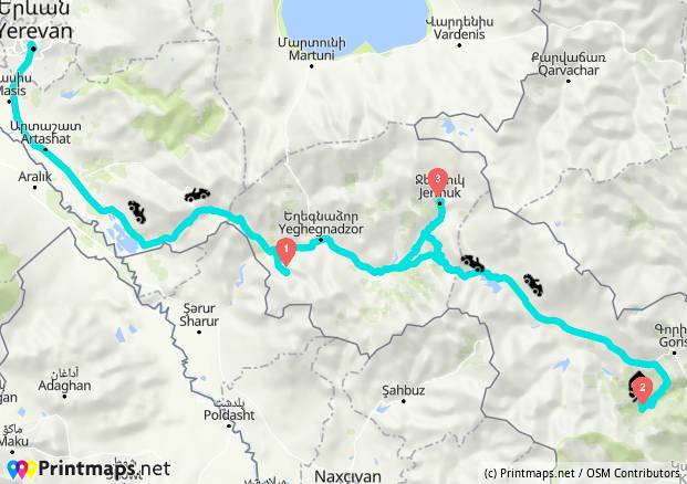 map armenia trip noravank tatev jermuk - 1 Week in Armenia - Drive me Foody