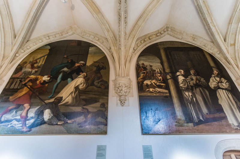 Dos de los cuadros de la segunda parte de la serie cartujana de Vicente Carducho en el Real Monasterio de Santa María de El Paular en Rascafría, Madrid