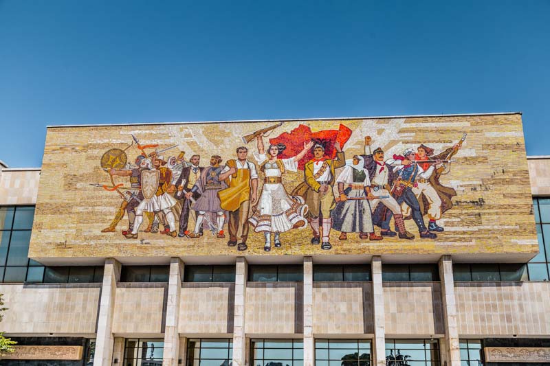 Tirana, Albania: Mosaic of the National History Museum. History of Albania