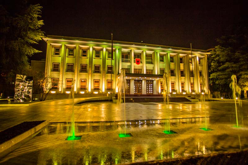 Albania, Tirana: president's office at night