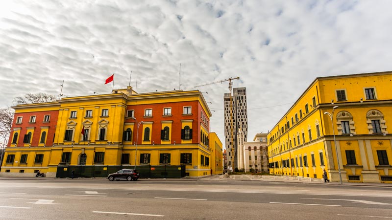 Tirana, Albania, Italian fascist architecture in city centre, ministry headquarters