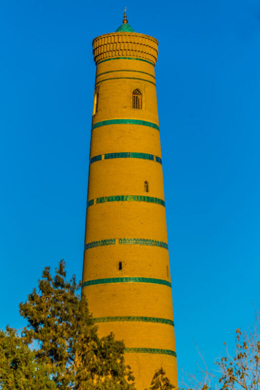Khiva, Uzbekistán: Minarete de la Mezquita del Viernes