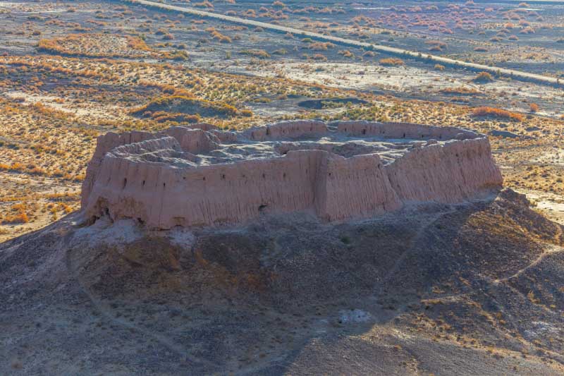 Ancient fortresses of Khwarezm (Elliq Qala), Karakalpakstan, Uzbekistan: Panorámica de Ayoz Qala I