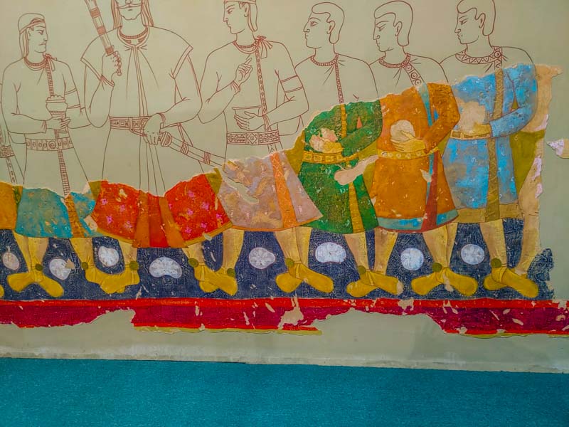 Fresco medieval en el Museo Nacional de Uzbekistán, en Tashkent